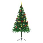 Vidaxl arbre de nol artificiel avec boules et led vert 180 cm
