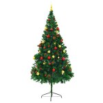 Vidaxl arbre de nol artificiel avec boules et led vert 210 cm