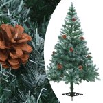 Vidaxl arbre de no�l artificiel givr� et led et boules et pommes de pin 150 cm