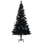 Vidaxl arbre de nol artificiel avec led et boules noir 180 cm pvc