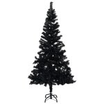 Vidaxl arbre de no�l artificiel avec led et boules noir 180 cm pvc