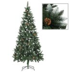 Vidaxl arbre de nol artificiel led et boules et pommes de pin 210 cm