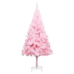 Vidaxl arbre de no�l artificiel avec led et boules rose 210 cm pvc