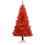 Vidaxl arbre de no�l artificiel avec led et boules rouge 150 cm pvc