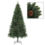 Vidaxl arbre de nol artificiel avec led et boules vert 180 cm