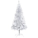 Vidaxl arbre de nol artificiel avec led et support argent 120 cm pet