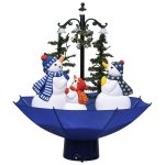 Vidaxl arbre de nol neigeux avec base de parapluie bleu 75 cm pvc