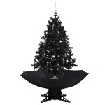 Vidaxl arbre de nol neigeux avec base de parapluie noir 140 cm pvc