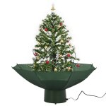 Vidaxl arbre de nol neigeux avec base de parapluie vert 75 cm