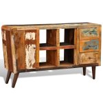 Vidaxl armoire avec 1 porte 4 �tag�res 3 tiroirs bois massif r�cup�r�