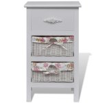Vidaxl armoire avec 1 tiroir et 2 paniers blanc bois de paulownia