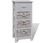 Vidaxl armoire avec 1 tiroir et 3 paniers blanc bois de paulownia