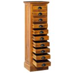 Vidaxl armoire  10 tiroirs 35x30x120 cm bois de teck solide