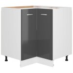 Vidaxl armoire d'angle gris brillant 75, 5x75, 5x80, 5 cm agglomr