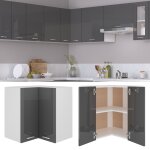 Vidaxl armoire d'angle suspendue gris brillant 57x57x60 cm agglom�r�