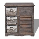 Vidaxl armoire en bois 3 paniers gauches en tissage marron