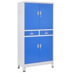 Vidaxl armoire de bureau avec 4 portes mtal 90x40x180 cm gris et bleu