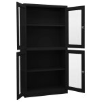 Vidaxl armoire de bureau noir 90x40x180 cm acier et verre tremp�