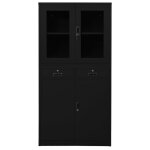 Vidaxl armoire de bureau noir 90x40x180 cm acier et verre tremp�