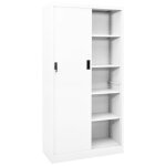 Vidaxl armoire de bureau et porte coulissante blanc 90x40x180 cm acier