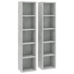 Vidaxl armoires à cd 2 pcs gris béton 21x16x93, 5 cm aggloméré Vidaxl armoires à cd 2 pcs gris béton 21x16x93, 5 cm aggloméré