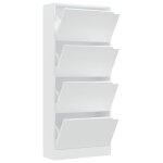 Vidaxl armoire à chaussures 4 portes blanc 59x24x136 cm aggloméré Vidaxl armoire à chaussures 4 portes blanc 59x24x136 cm aggloméré