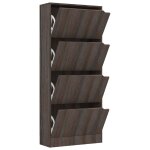 Vidaxl armoire chaussures 4 portes chêne gris 59x24x136 cm aggloméré Vidaxl armoire chaussures 4 portes chêne gris 59x24x136 cm aggloméré
