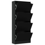 Vidaxl armoire à chaussures 4 portes noir 59x24x136 cm aggloméré Vidaxl armoire à chaussures 4 portes noir 59x24x136 cm aggloméré