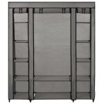 Vidaxl armoire avec compartiments et tiges gris 150x45x176 cm tissu