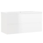 Vidaxl armoire d'�vier avec lavabo int�gr� blanc brillant agglom�r�