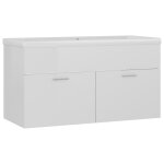 Vidaxl armoire d'vier avec lavabo intgr blanc brillant agglomr
