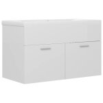 Vidaxl armoire d'évier avec lavabo intégré blanc brillant aggloméré Vidaxl armoire d'évier avec lavabo intégré blanc brillant aggloméré