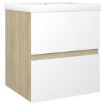 Vidaxl armoire d'vier et lavabo intgr blanc / chne sonoma agglomr