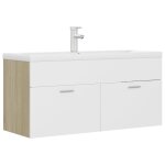 Vidaxl armoire d'vier et lavabo intgr blanc / chne sonoma agglomr