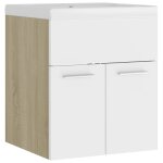 Vidaxl armoire d'vier et lavabo intgr blanc / chne sonoma agglomr