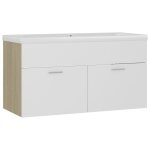 Vidaxl armoire d'vier et lavabo intgr blanc / chne sonoma agglomr