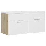 Vidaxl armoire d'vier et lavabo intgr blanc / chne sonoma agglomr