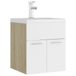 Vidaxl armoire d'vier et lavabo intgr blanc / chne sonoma agglomr