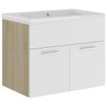 Vidaxl armoire d'vier et lavabo intgr blanc / chne sonoma agglomr
