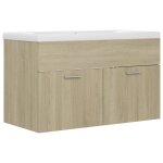 Vidaxl armoire d'évier avec lavabo intégré chêne sonoma aggloméré Vidaxl armoire d'évier avec lavabo intégré chêne sonoma aggloméré