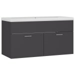 Vidaxl armoire d'vier avec lavabo intgr gris agglomr