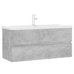 Vidaxl armoire d'évier avec lavabo intégré gris béton aggloméré Vidaxl armoire d'évier avec lavabo intégré gris béton aggloméré