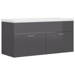 Vidaxl armoire d'vier avec lavabo intgr gris brillant agglomr