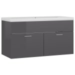 Vidaxl armoire d'vier avec lavabo intgr gris brillant agglomr