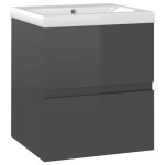 Vidaxl armoire d'vier avec lavabo intgr gris brillant agglomr