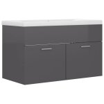 Vidaxl armoire d'évier avec lavabo intégré gris brillant aggloméré Vidaxl armoire d'évier avec lavabo intégré gris brillant aggloméré