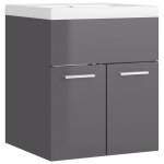 Vidaxl armoire d'vier avec lavabo intgr gris brillant agglomr
