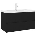 Vidaxl armoire d'évier avec lavabo intégré noir aggloméré Vidaxl armoire d'évier avec lavabo intégré noir aggloméré