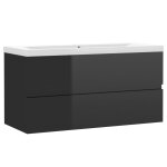 Vidaxl armoire d'vier avec lavabo intgr noir brillant agglomr