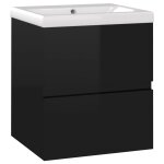 Vidaxl armoire d'vier avec lavabo intgr noir brillant agglomr